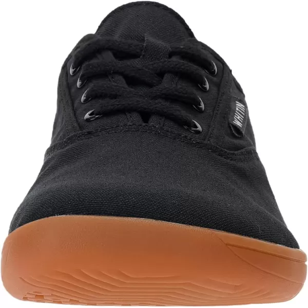 WHITIN Mens Wide Canvas Barefoot Sneakers  Zero Drop Sole  Minimalist FootwearW87  Black Gum