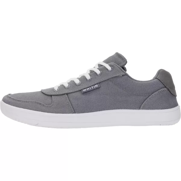 imageWHITIN Mens Wide Barefoot Shoes  Canvas Minimalist Sneakers  Zero Drop SoleW882  Grey White Canvas Upper