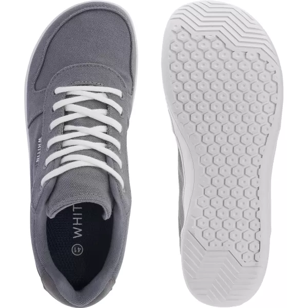 imageWHITIN Mens Wide Barefoot Shoes  Canvas Minimalist Sneakers  Zero Drop SoleW882  Grey White Canvas Upper