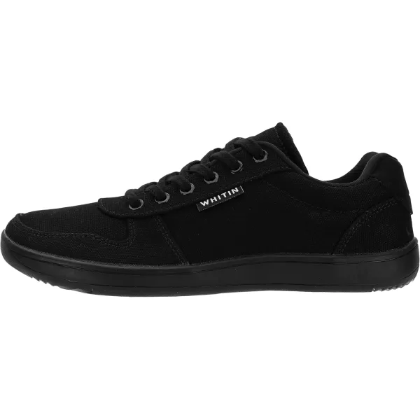 imageWHITIN Wide Toe Box Barefoot Sneakers for Women  Canvas Minimalist ShoesAll Black