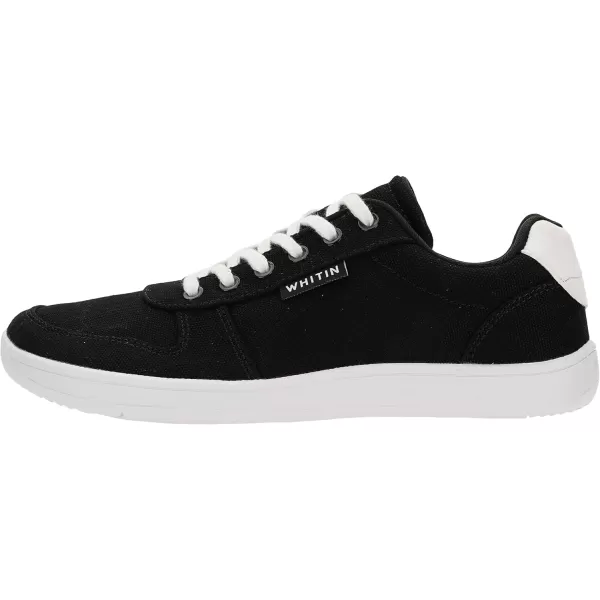 imageWHITIN Wide Toe Box Barefoot Sneakers for Women  Canvas Minimalist ShoesBlack White