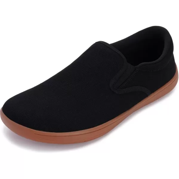 imageWHITIN Mens Wide Slip on Barefoot Shoes  Minimalist Sneakers  Zero DropW863  Black Gum