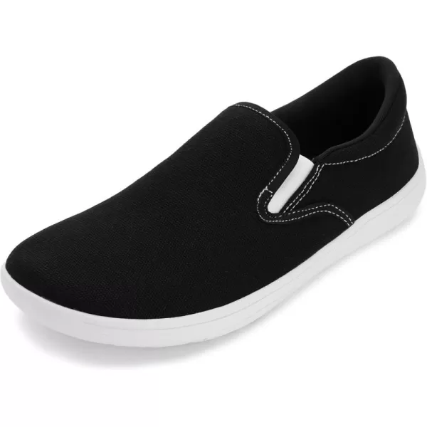 imageWHITIN Mens Wide Slip on Barefoot Shoes  Minimalist Sneakers  Zero DropW863  Black White