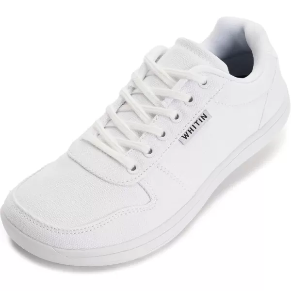 imageWHITIN Wide Toe Box Barefoot Sneakers for Women  Canvas Minimalist ShoesWhite