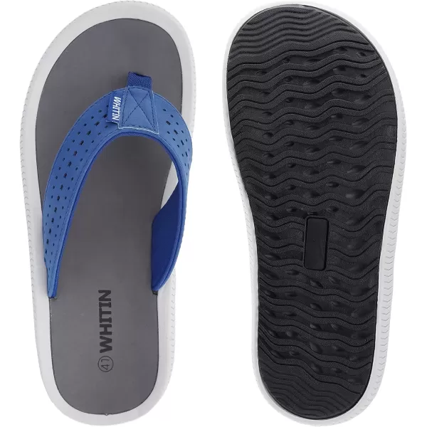 imageWHITIN Mens Wide Toe Flip Flops Width Thong Sandals with Arch Support Size 13 Slip Resistant Sandles for Male Waterproof Slides Sandalias Blue 47