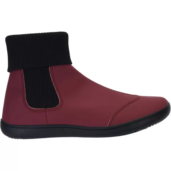 imageWHITIN Womens Wide Barefoot Ankle Boots  Minimalist Chelsea Styles  Zero Drop  Stacked Socklike CuffsW821  Burgundy