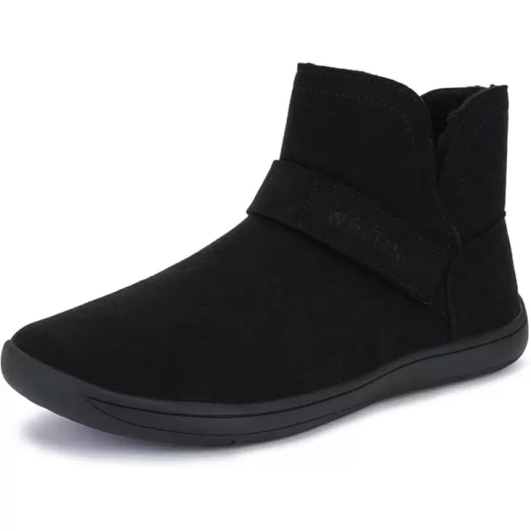 imageWHITIN Womens Wide Toe Box Warm Ankle Boots  Minimalist Barefoot  Zero DropBlack