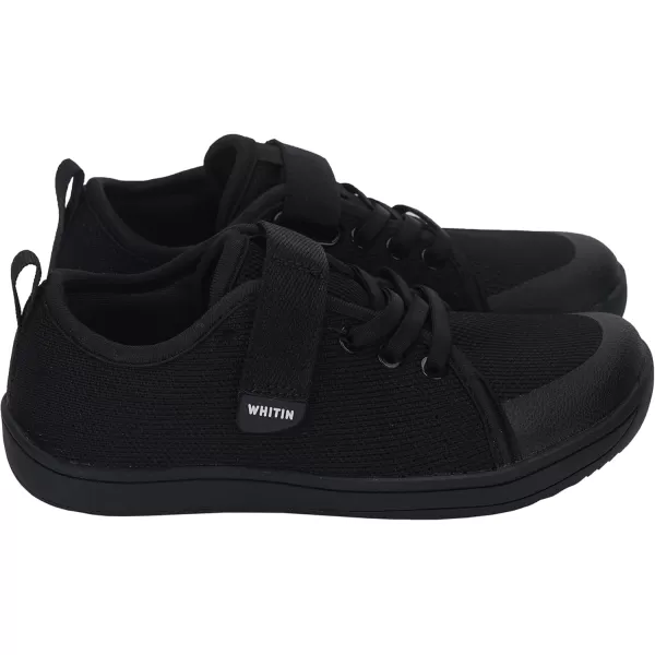 imageWHITIN LittleBig Kid Barefoot Shoes  BoysGirls Laceup Minimalist Sneakers  Wide Toe Box  Natural Flexible FitW8k6  All Black