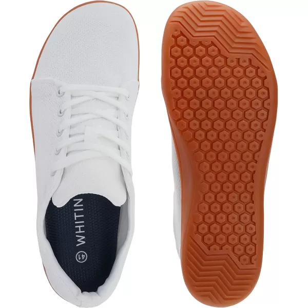 imageWHITIN Mens Minimalist Barefoot Sneakers  Wide fit  Zero Drop SoleW71v5  White Gum