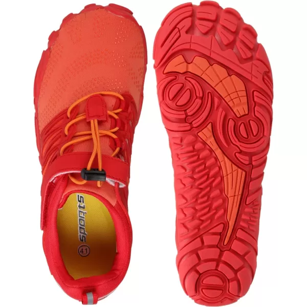 imageWHITIN Womens Minimalist Barefoot Shoes Zero Drop Walking Trail Running 5 Size 85 Wide Toe Box Lady Sneakers Minimal Workout Hiking Tennis Orange Red 39