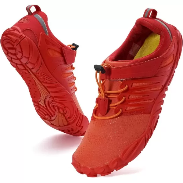 imageWHITIN Womens Minimalist Barefoot Shoes Zero Drop Walking Trail Running 5 Size 85 Wide Toe Box Lady Sneakers Minimal Workout Hiking Tennis Orange Red 39