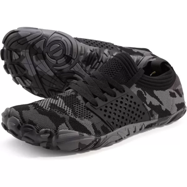 imageWHITIN Mens Minimalist CrossTraining Shoes  Barefoot Trail Runner  Wide Toe BoxW21 Camo Black