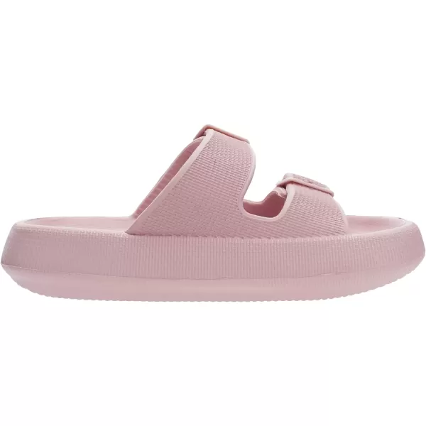 imageWHITIN Shower Slides Women Men Double Buckle Cushion Pillow Slippers Platform Soft House Floor Thick Sole NonSlip Bathroom Sandles Garden Beach Home Shoes Pink