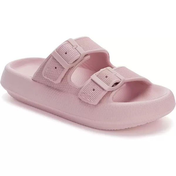 imageWHITIN Shower Slides Women Men Double Buckle Thick Sole Cushion Pillow Slippers Platform Soft House Floor Sandles Shower NonSlip Bathroom Sandals Beach Home Shoes Pink