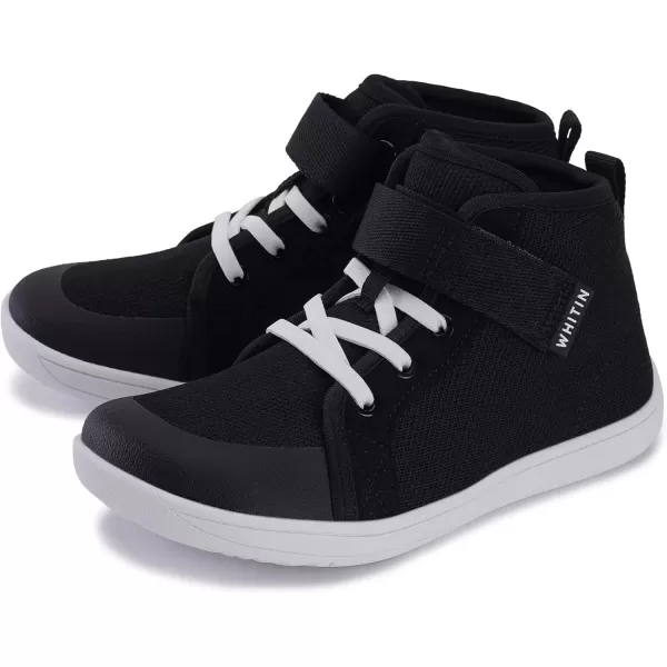 imageWHITIN KidsToddler Wide Barefoot Shoes  GirlsBoys Classic High Top Sneakers  Wide Foot Freedom  Natural GrowthW8k21  Black White