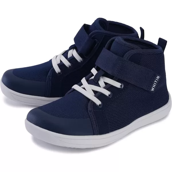 imageWHITIN KidsToddler Wide Barefoot Shoes  GirlsBoys Classic High Top Sneakers  Wide Foot Freedom  Natural GrowthW8k21  Blue