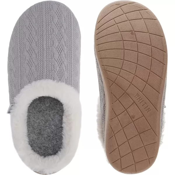 imageWHITIN Women Arch Support Fuzzy Knitted Slipper Warm Slip On House ShoesGrey