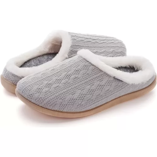 imageWHITIN Women Arch Support Fuzzy Knitted Slipper Warm Slip On House ShoesGrey