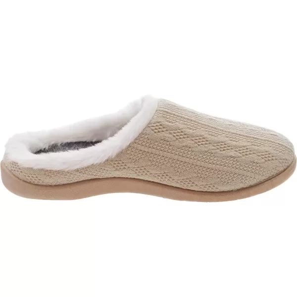 imageWHITIN Women Arch Support Fuzzy Knitted Slipper Warm Slip On House ShoesOatmeal