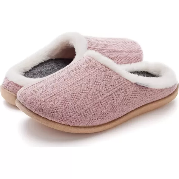 imageWHITIN Women Arch Support Fuzzy Knitted Slipper Warm Slip On House ShoesPink