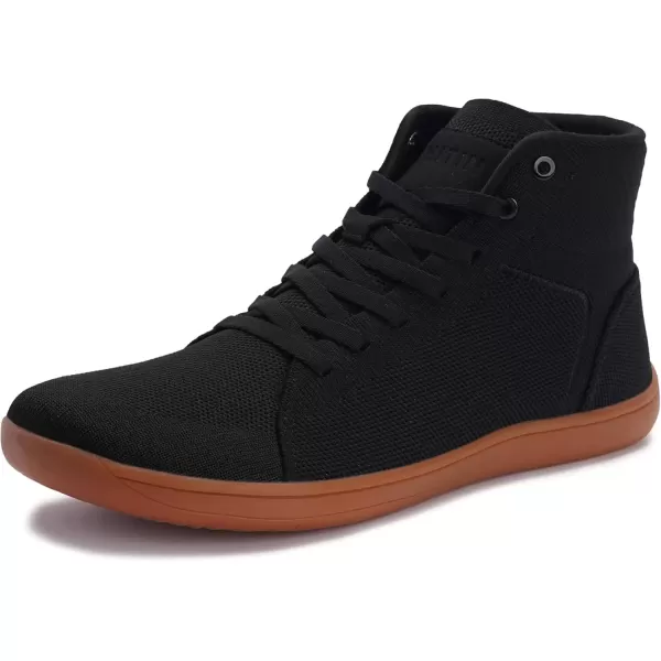 imageWHITIN Mens High Top Minimalist Barefoot Shoes  Wide Toe Box  Zero Drop SoleBlack Gum