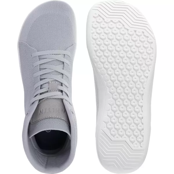 imageWHITIN Mens High Top Minimalist Barefoot Shoes  Wide Toe Box  Zero Drop SoleLight Grey