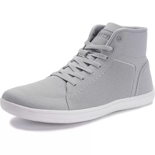 imageWHITIN Mens High Top Minimalist Barefoot Shoes  Wide Toe Box  Zero Drop SoleLight Grey