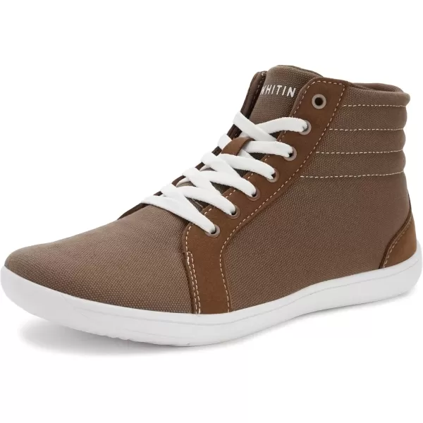 imageWHITIN Mens Wide High Top Minimalist Casual Canvas Sneakers Brown Size 115