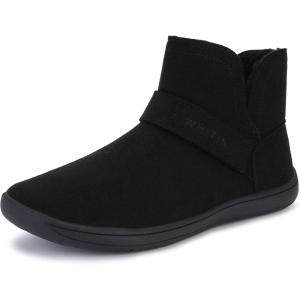 imageWHITIN Womens Barefoot Snow Boots Wide Toe Box Pullon Short Ankle Booties Size 8 Flat Zero Drop Minimalist Sneakers Mini Winter Warm Comfortable Black
