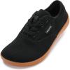 imageWHITIN Mens Wide Canvas Barefoot Sneakers  Zero Drop Sole  Minimalist FootwearW872  Black Gum Knit Upper