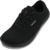 imageWHITIN Mens Wide Canvas Barefoot Sneakers  Zero Drop Sole  Minimalist FootwearW872  Black Knit Upper