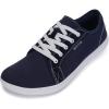 imageWHITIN Womens CanvasLeather Barefoot Shoes  Wide Width Minimalist Sneakers  Classic Fit Low TopW81v2  Canvas Navy Blue