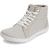 imageWHITIN Womens Wide HighTop Canvas Barefoot Sneakers  Minimalist StreetReady Fit  ComfortForward Ankle SupportW823  Light Grey