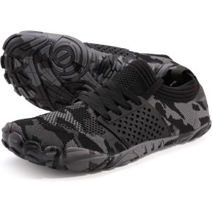 imageWHITIN Mens Minimalist Trail Runner  Wide Toe Box  Barefoot InspiredCamo Black