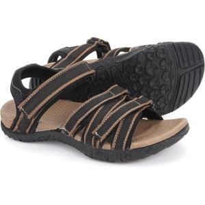 imageWHITIN Womens Hiking Sandals with Arch Support  Adjustable Hook and Loop Straps  Durable Sport Sandals for Outdoor AdventureC51  Blackbrown