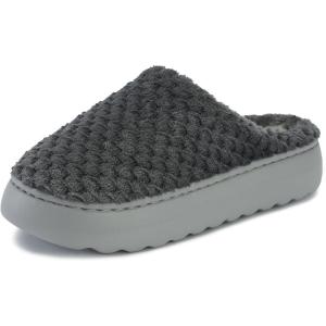imageWHITIN Womens Pillow Warm Slippers with Outdoorfriendly Cushioned SoleBlack Grey