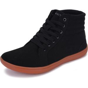 imageWHITIN Womens Wide HighTop Canvas Barefoot Sneakers  Minimalist StreetReady Fit  ComfortForward Ankle SupportW823  Black Gum