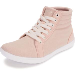 imageWHITIN Womens Wide HighTop Canvas Barefoot Sneakers  Minimalist StreetReady Fit  ComfortForward Ankle SupportW823  Pink