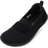 imageWHITIN Womens Round Toe Slip On Penny Loafers  Wide Width Barefoot Flats with Breathable KnitBlack