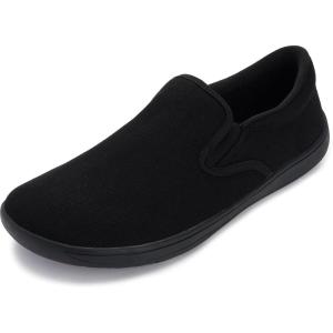 imageWHITIN Mens Wide Toe Box Slip on Barefoot Shoes  Minimalist Sneakers  Zero Drop SoleW863  All Black
