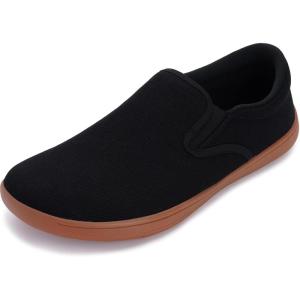 imageWHITIN Mens Wide Toe Box Slip on Barefoot Shoes  Minimalist Sneakers  Zero Drop SoleW863  Black Gum