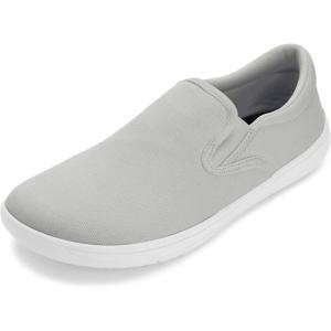 imageWHITIN Mens Wide Toe Box Slip on Barefoot Shoes  Minimalist Sneakers  Zero Drop SoleW863 Grey White