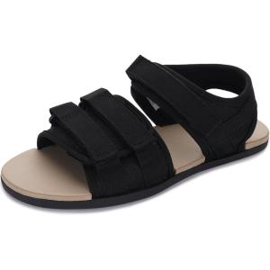 imageWHITIN Womens Sandals Wide Width Beach Sandles Straps with Adjustable Hooks Size 8 Barefoot Hiking Walking Flat Water Shoes Minimalist Vacation Casual Zero Drop Sport Black Beige 38