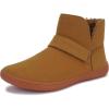 imageWHITIN Womens Wide Toe Box Barefoot Boots Ankle Minimalist Zero Drop Sole Shoes Size 65 Fashion Sneakers Adjustable Velcro Strap Pullon Comfortable Brown Gum