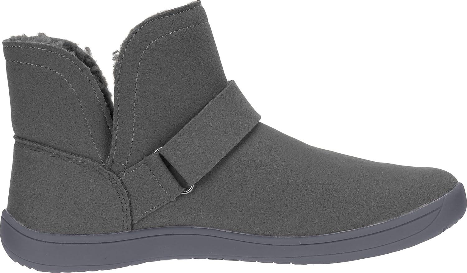 imageWHITIN Wide Toe Box Barefoot Ankle Boots for Women Zero Drop Sole Adjustable Velcro Size 7 Minimalist Fashion Short Booties Pullon MidCalf Leather Grey