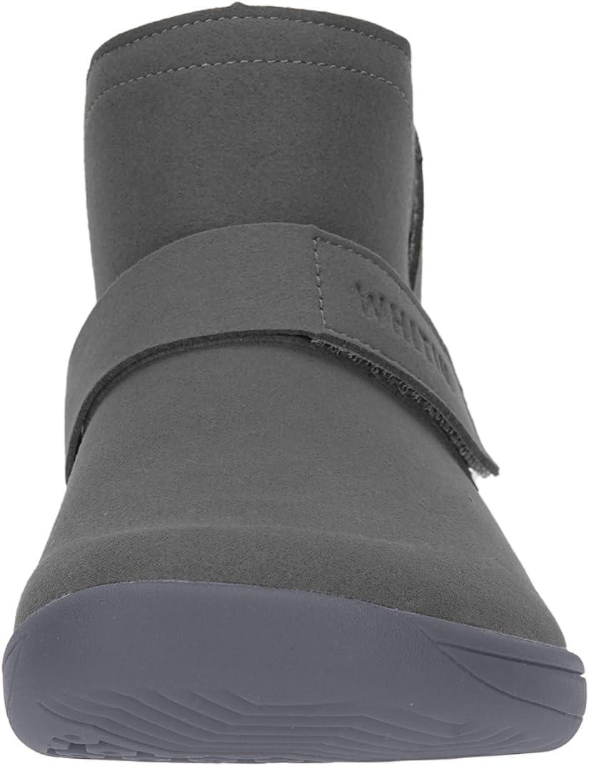 imageWHITIN Wide Toe Box Barefoot Ankle Boots for Women Zero Drop Sole Adjustable Velcro Size 7 Minimalist Fashion Short Booties Pullon MidCalf Leather Grey