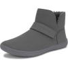 imageWHITIN Wide Toe Box Barefoot Ankle Boots for Women Zero Drop Sole Adjustable Velcro Size 7 Minimalist Fashion Short Booties Pullon MidCalf Leather Grey