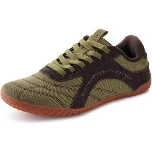 imageWHITIN Womens Wide Barefoot Sneakers  Retro TrackInspired Trainer  Zero Drop LifestyleGreen Gum