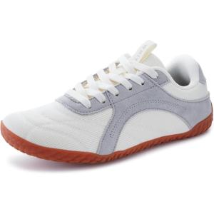 imageWHITIN Womens Wide Barefoot Sneakers  Retro TrackInspired Trainer  Zero Drop LifestyleWhite Gum