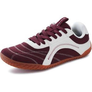 imageWHITIN Womens Wide Barefoot Sneakers  Retro TrackInspired Trainer  Zero Drop LifestyleWine Gum
